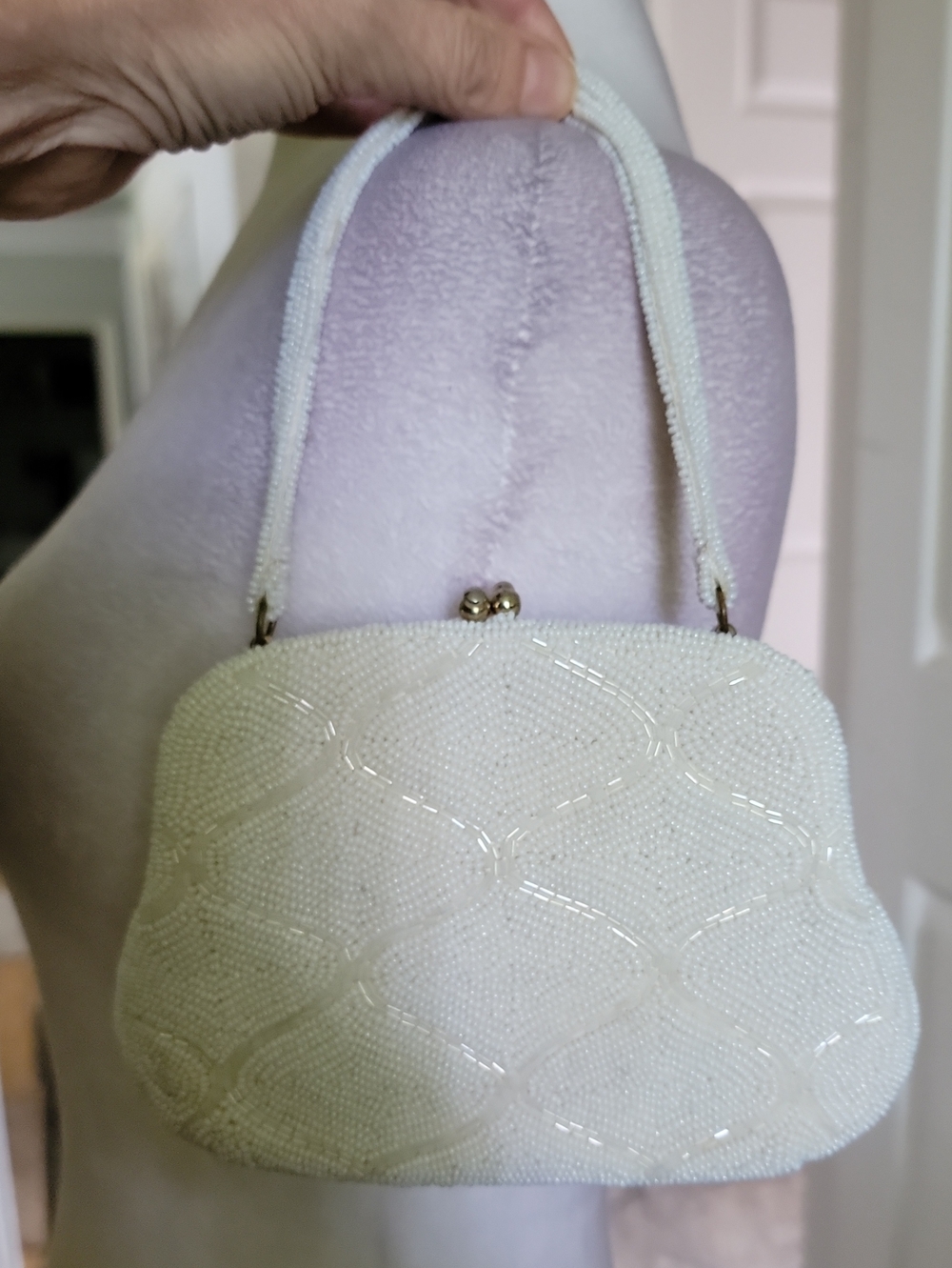 Vintage Richers Bag By marlborg White Beaded Evening Handbag